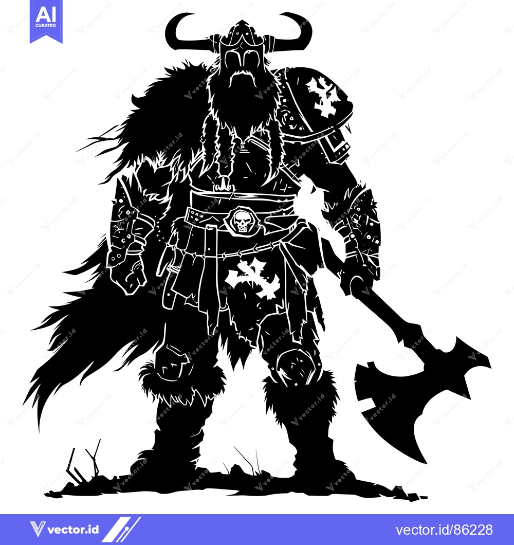 Premium Vector dari Silhouette of a Viking Warrior Holding a Battle Axe