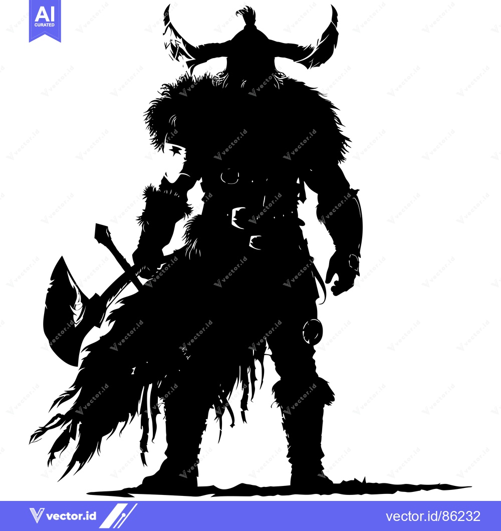 Premium Vector dari Silhouette of a Viking Warrior Holding an Axe