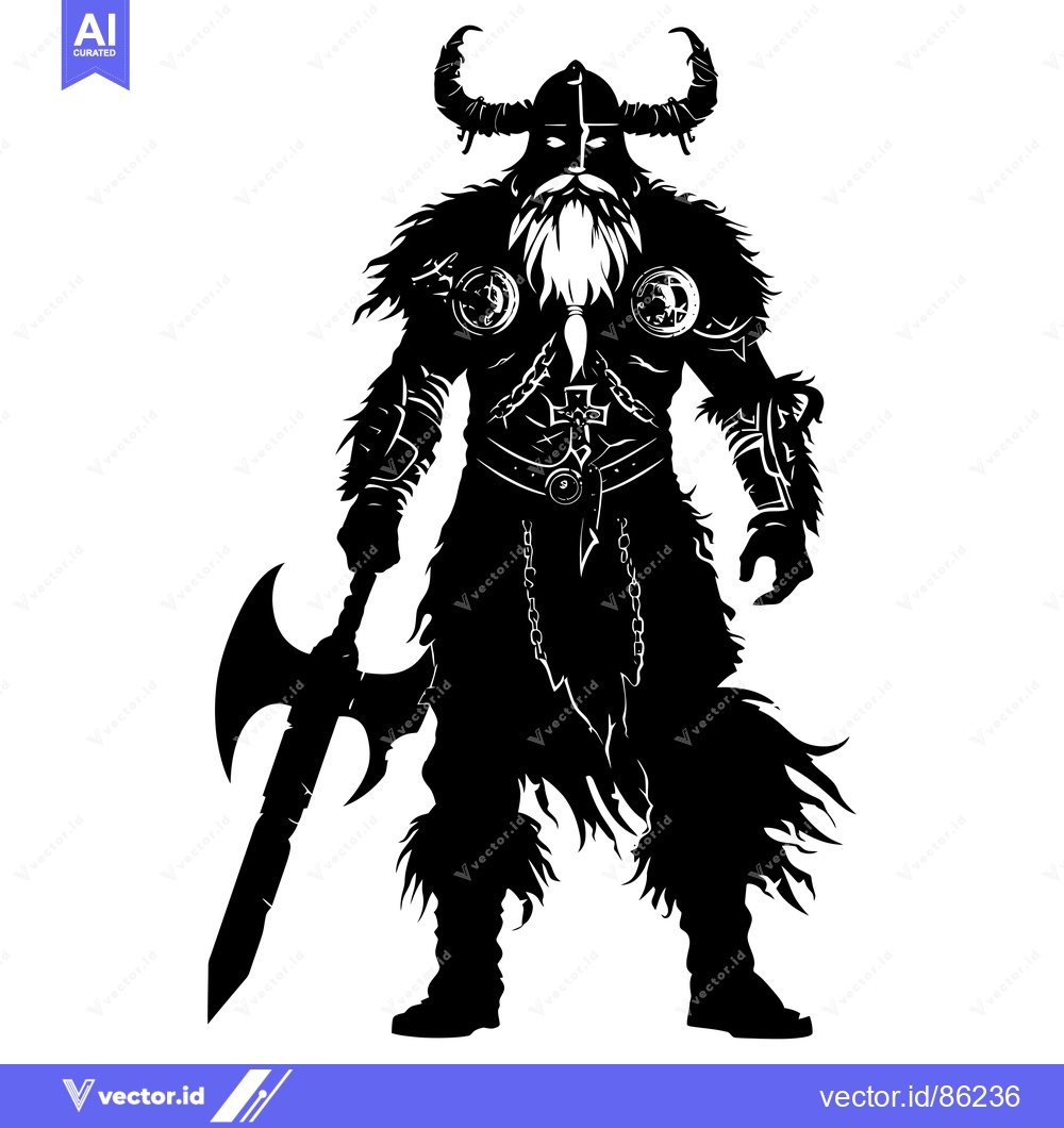 Premium Vector dari Silhouette of a Viking Warrior Holding an Axe