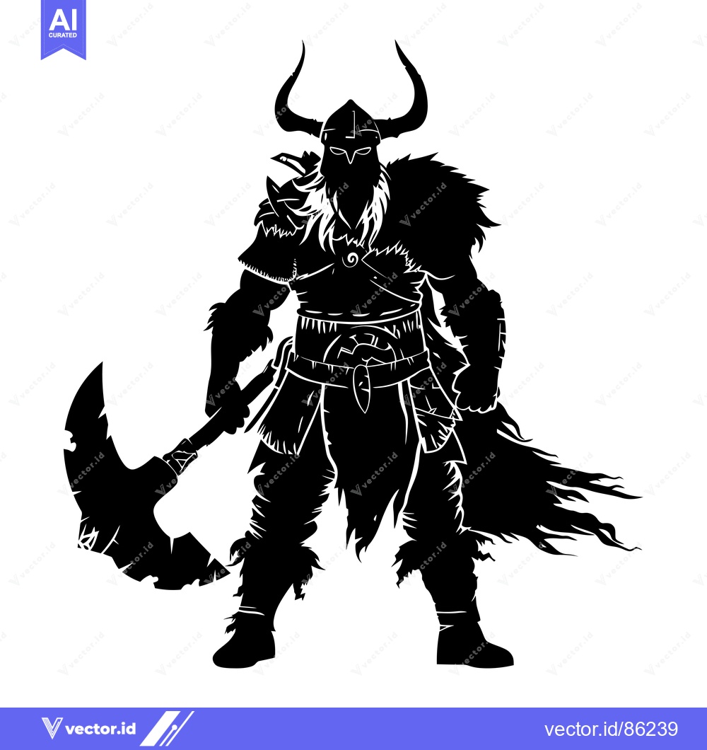 Premium Vector of Silhouette of a Viking Warrior Holding an Axe