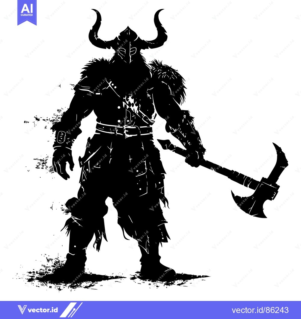 Premium Vector of Silhouette of a Viking Warrior Holding a Large Axe