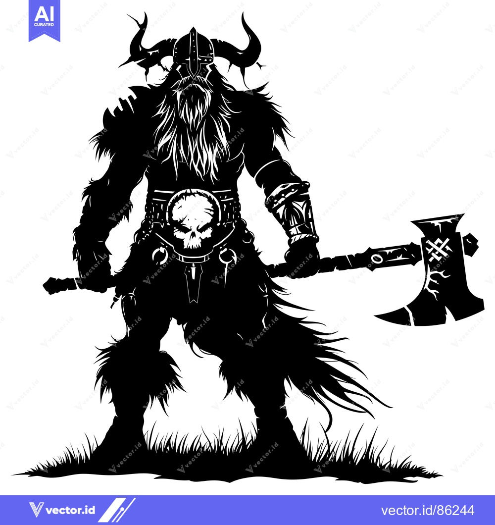 Premium Vector of Silhouette of a Viking Warrior Holding an Axe