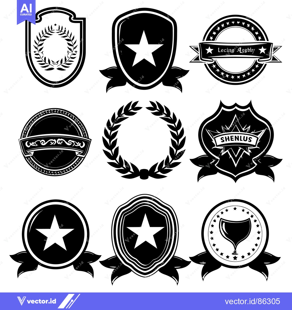 Premium Vector dari Collection of Black and White  Vintage Emblems