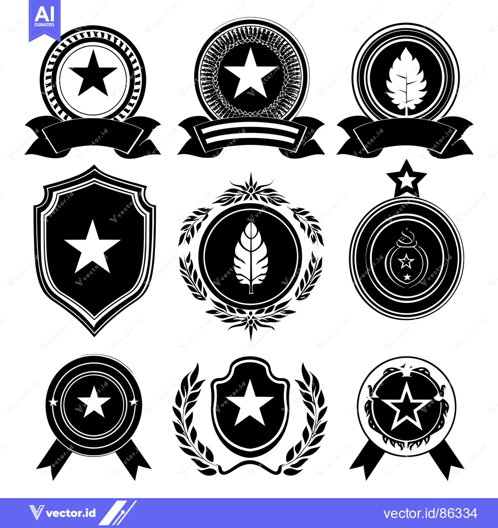 Premium Vector dari Black and White Star and Leaf Design Elements