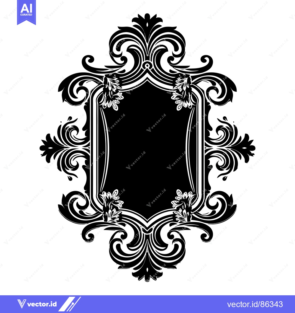 Premium Vector dari Black and White Ornate Frame with Floral Details