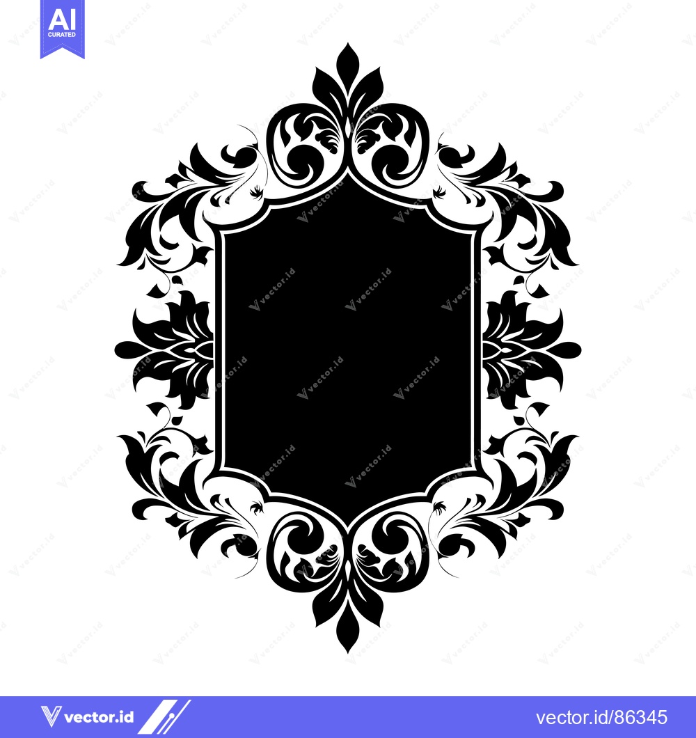 Premium Vector dari Black and White Ornate Frame with Floral Design