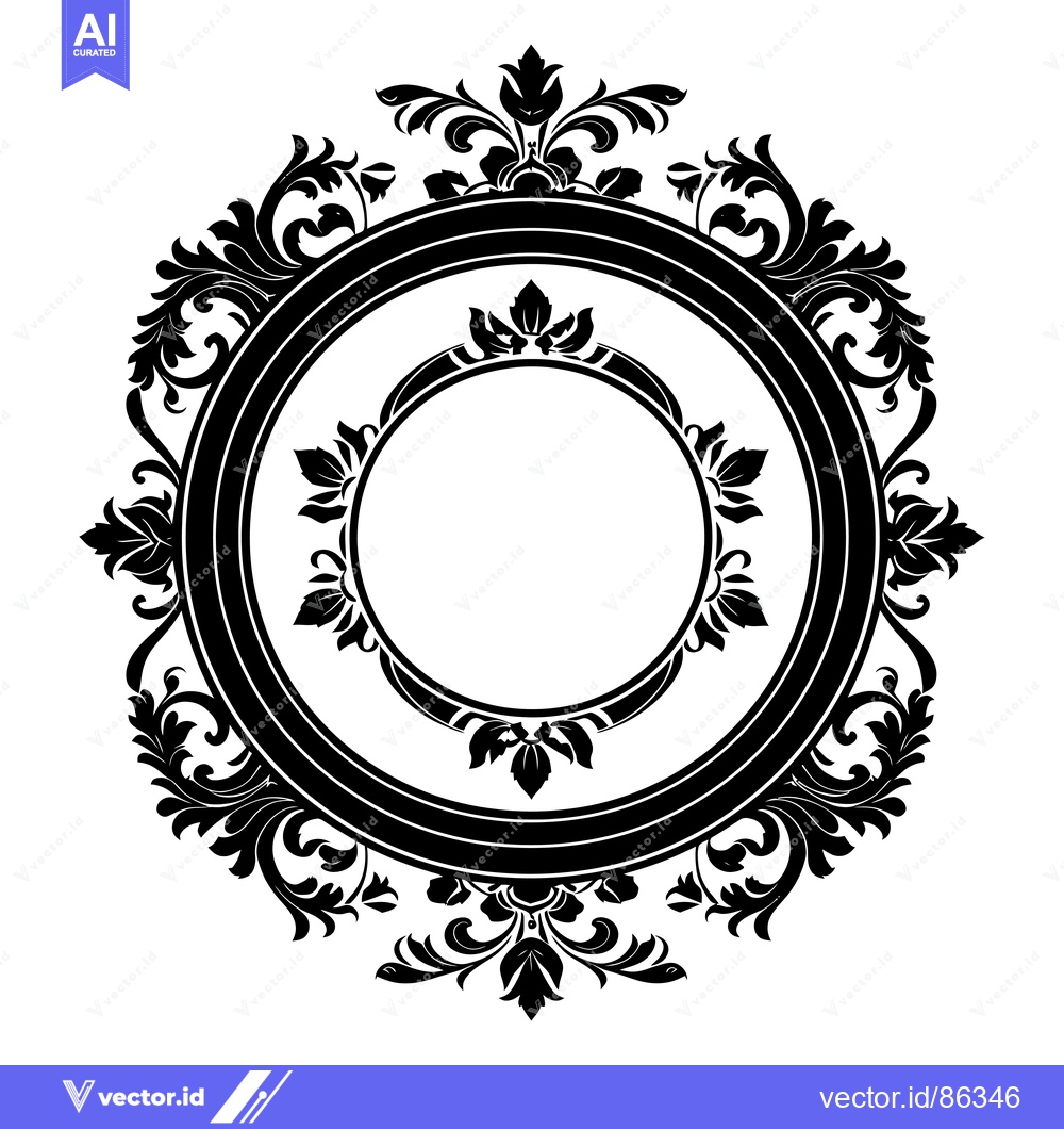 Premium Vector dari Ornamental Frame with Black Floral Design