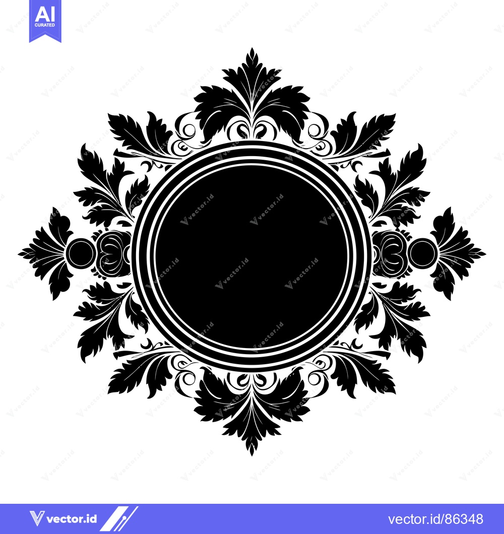 Premium Vector dari Black and White Ornate Frame with Floral Motifs