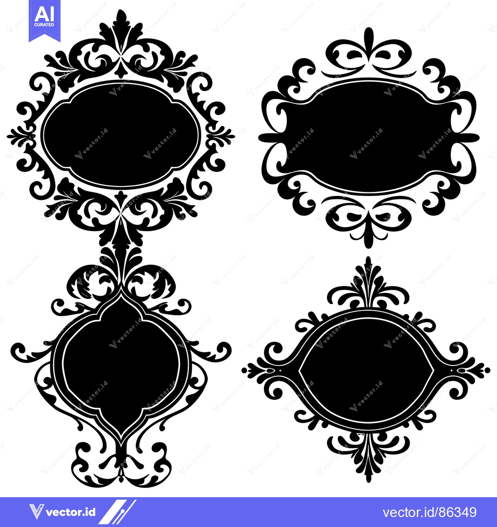 Premium Vector dari Four Ornate Black And White Frames With Floral Motifs