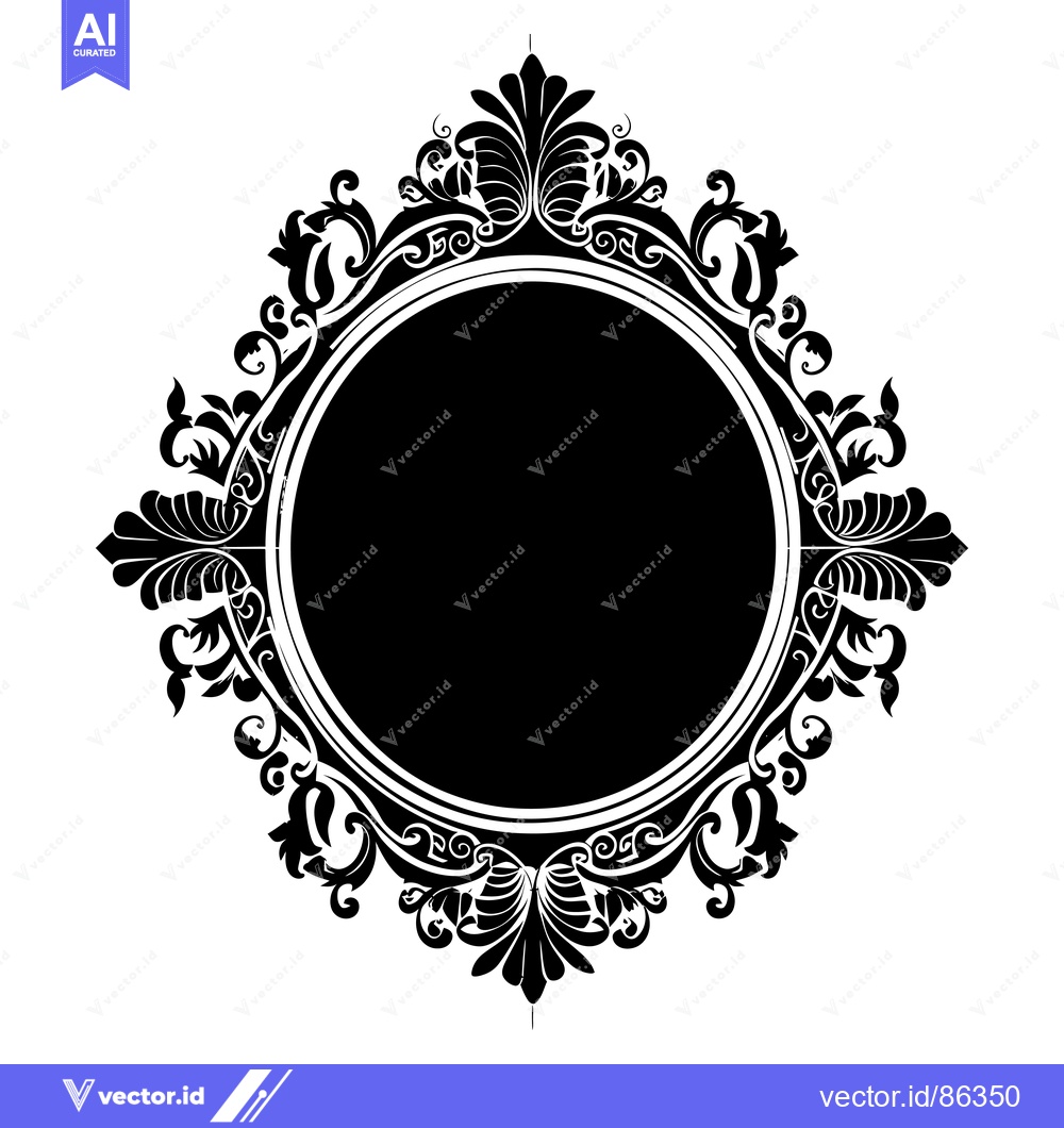 Premium Vector of Ornate Black and White Circular Frame with Floral Design
