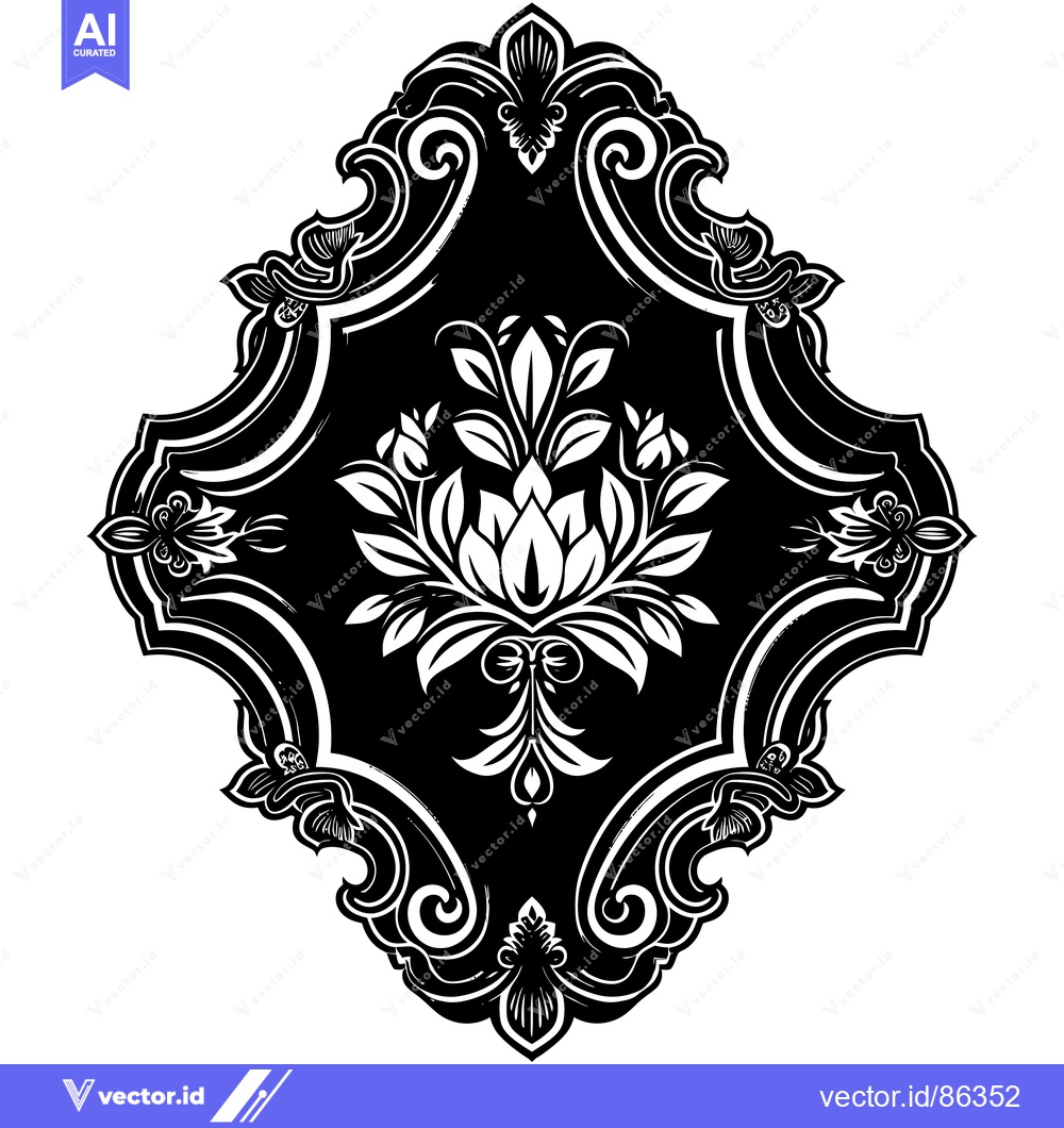 Premium Vector dari Black and White Floral Design with Elaborate Frame