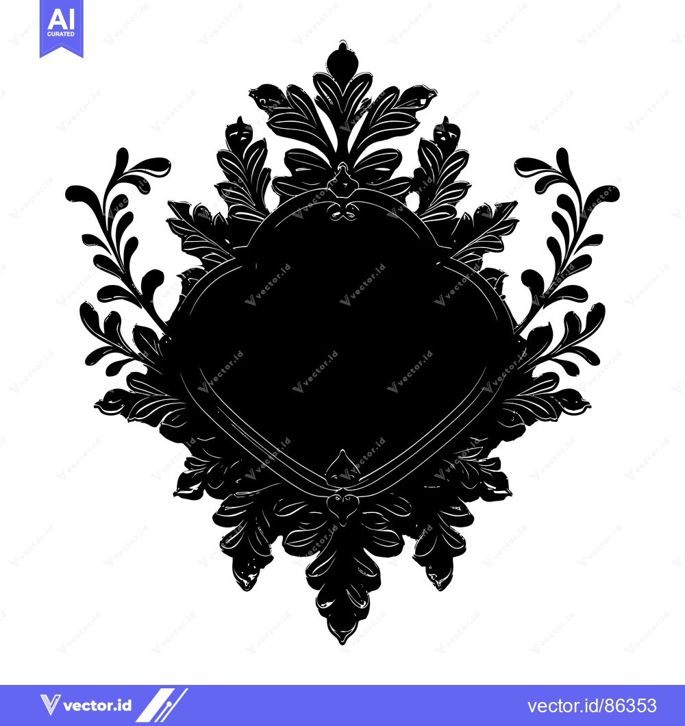 Premium Vector dari Black and White Floral Frame with Heart Shape