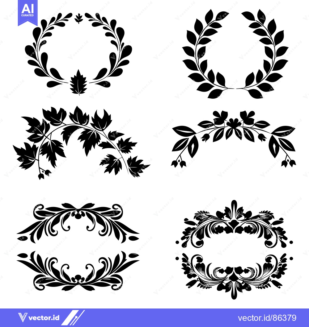Premium Vector of Black and White Floral Decorative Frames