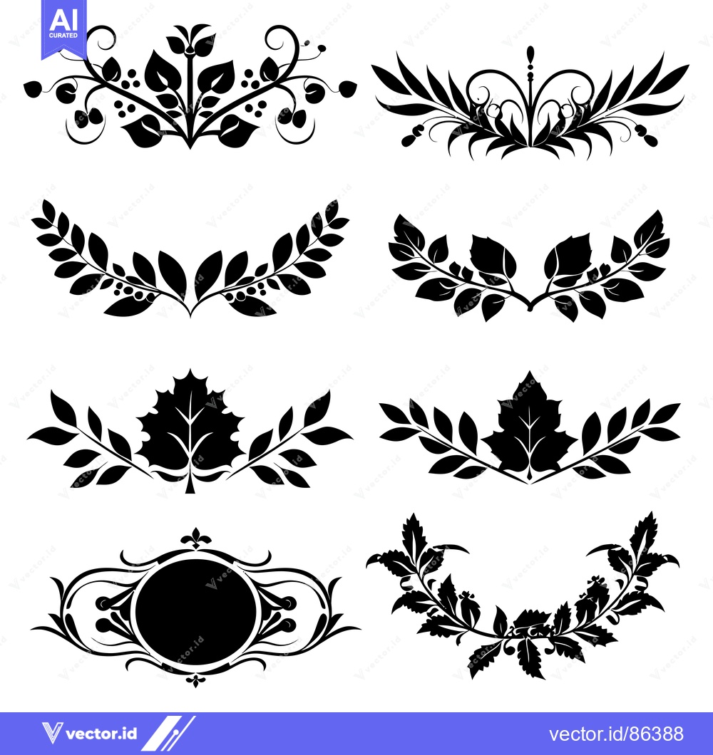 Premium Vector of Set of Decorative Floral Elements for Design