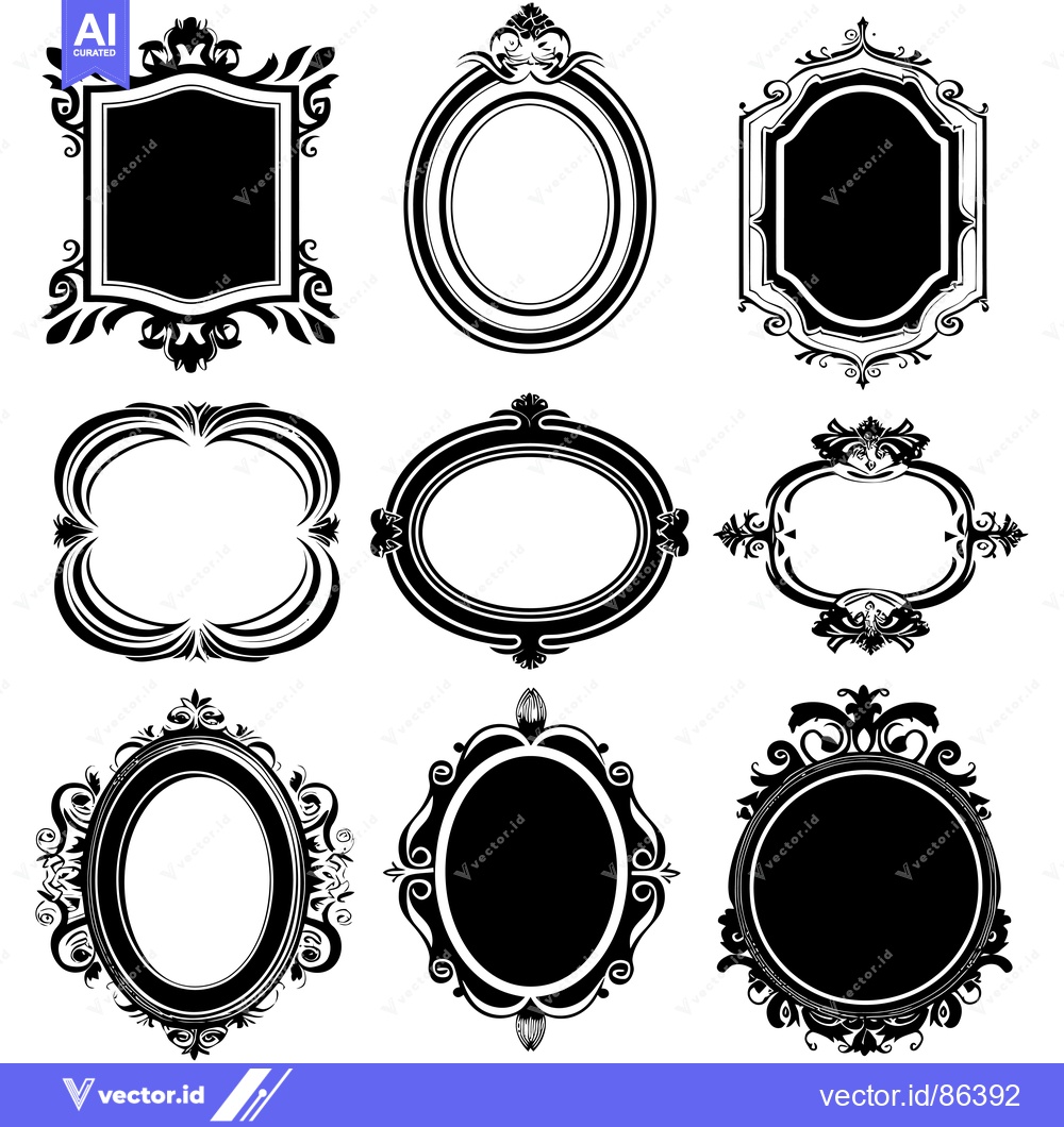 Premium Vector dari Collection of nine ornate, blank, vintage frames