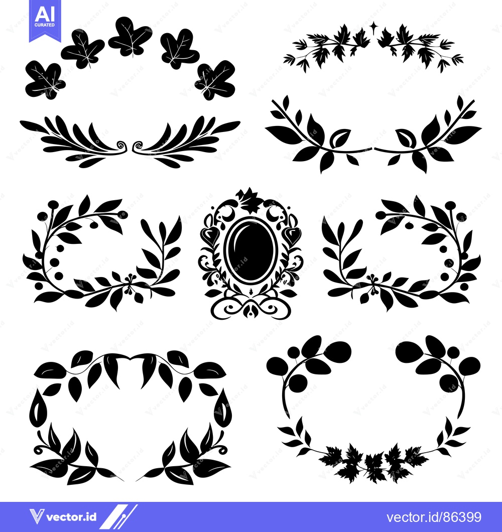 Premium Vector dari A Collection of Black and White Floral Design Elements