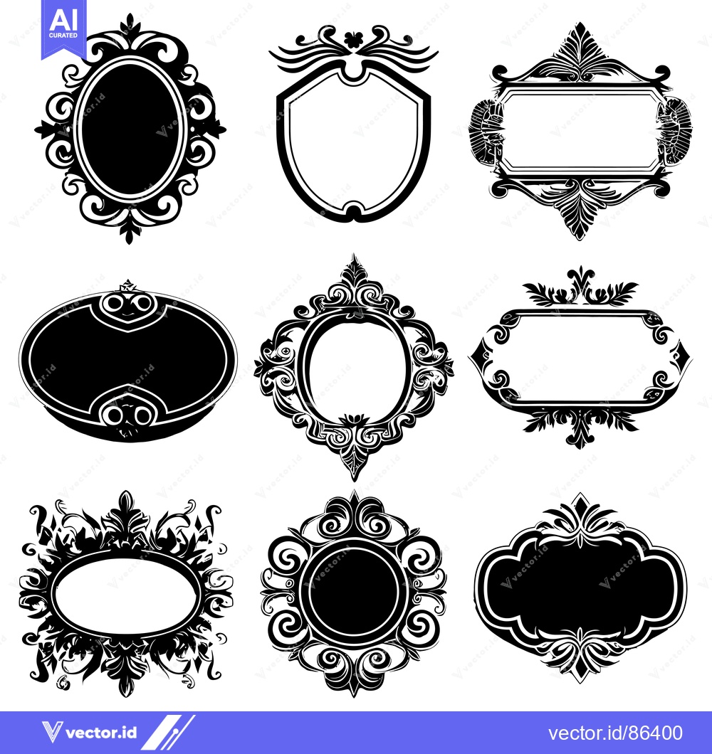 Premium Vector of Set of Nine Ornate Decorative Frames