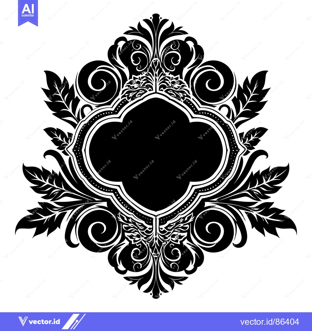 Premium Vector dari Black and White Ornate Frame with Floral Motifs
