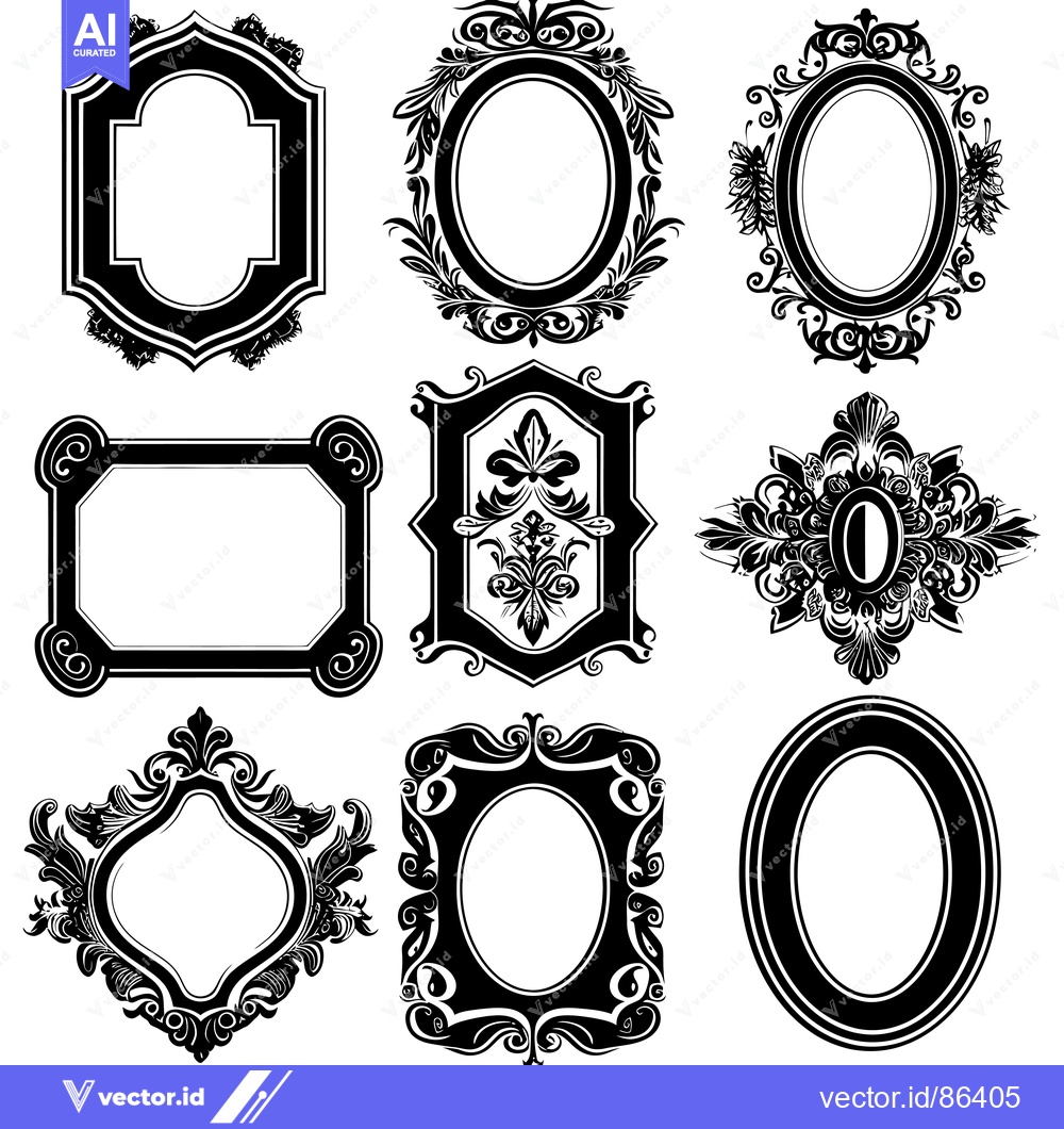 Premium Vector of Nine Ornamental Frames with Intricate Designs