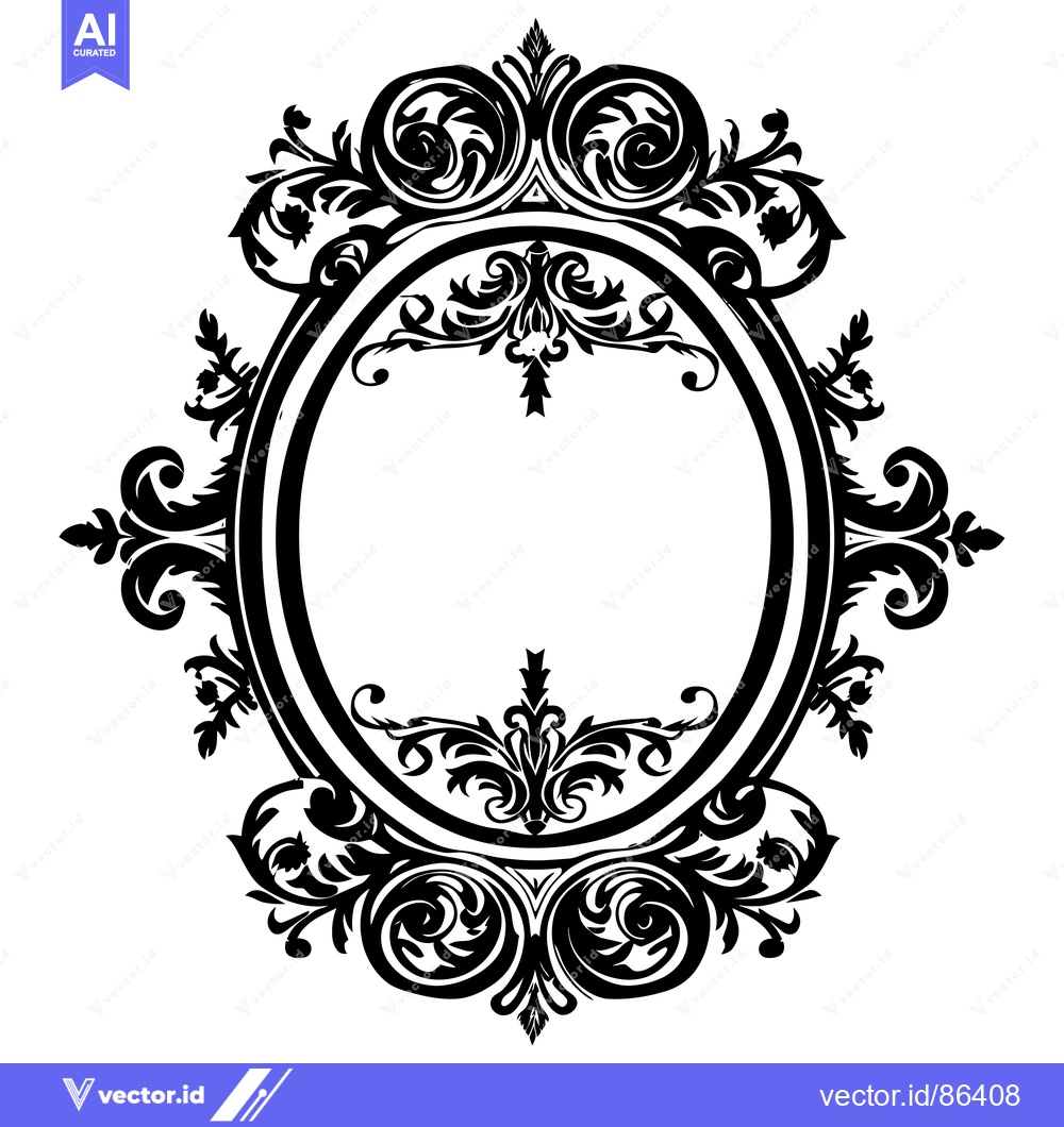 Premium Vector dari Ornate Oval Frame with Intricate Floral Designs