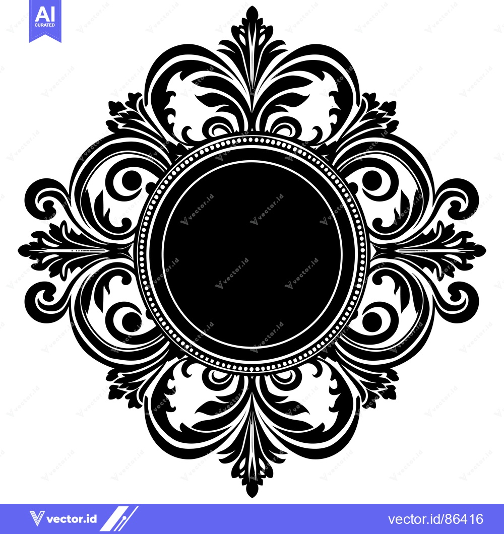 Premium Vector dari Ornate Circular Frame with Floral Design