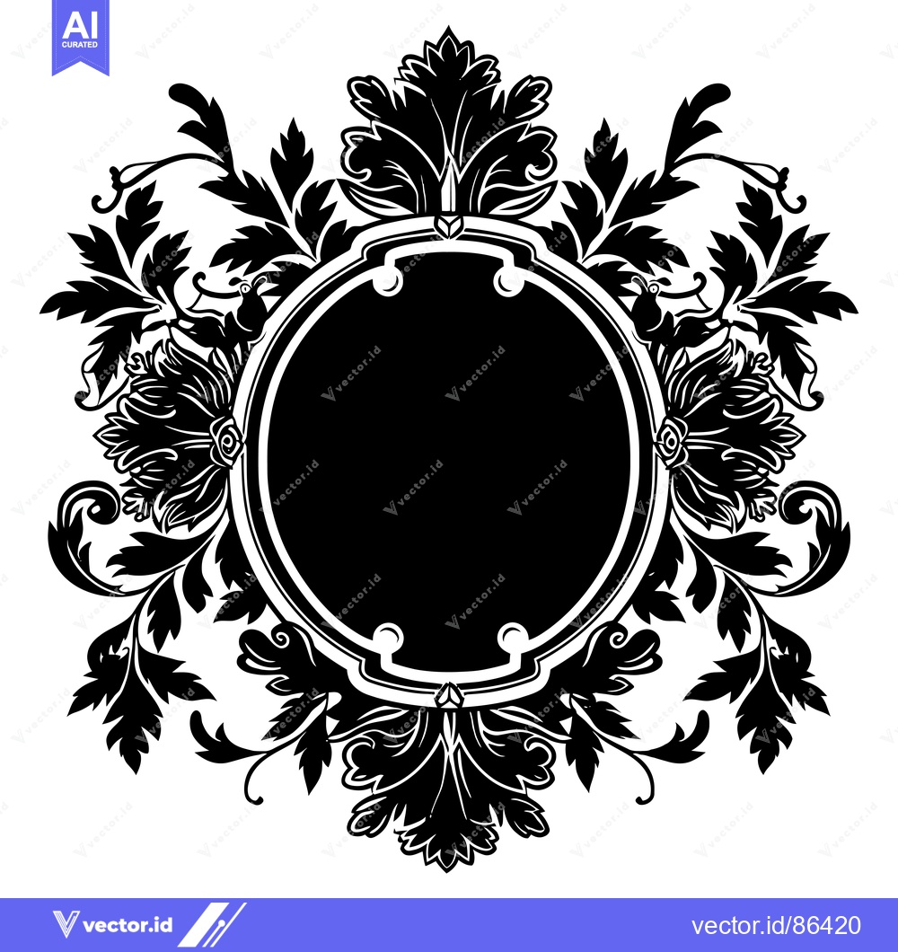Premium Vector of Ornate Floral Frame with Oval Center