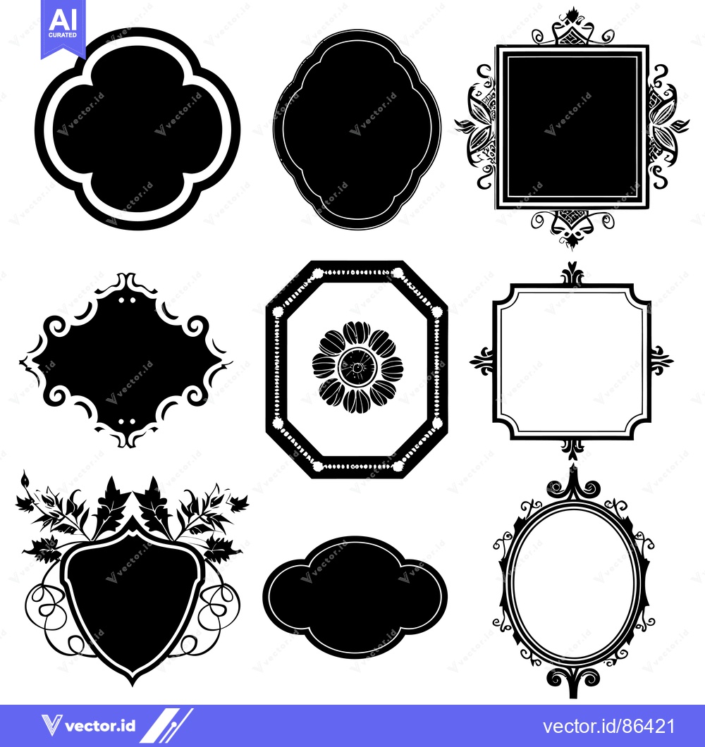 Premium Vector of Set of Nine Ornamental Frames with Floral Motifs