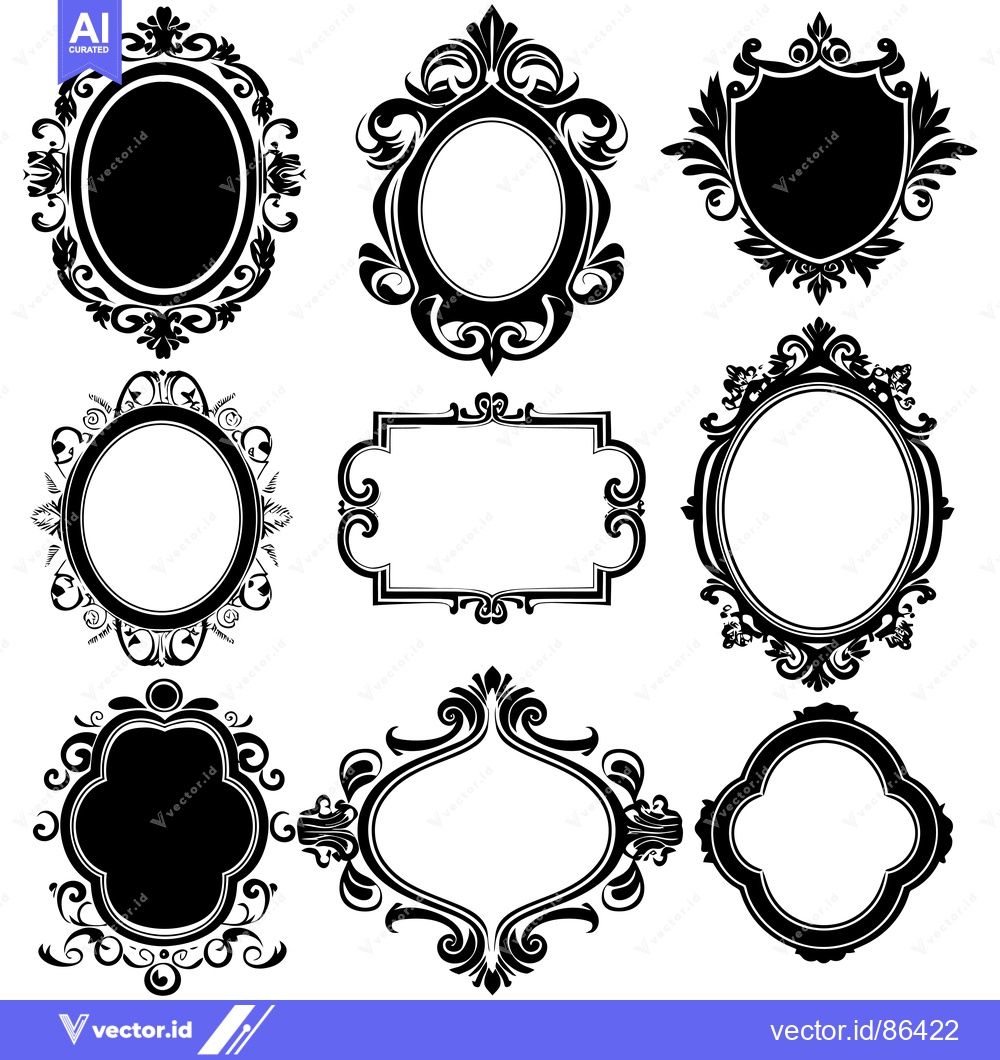 Premium Vector dari Nine Ornate Frames with Flourishes and Swirls