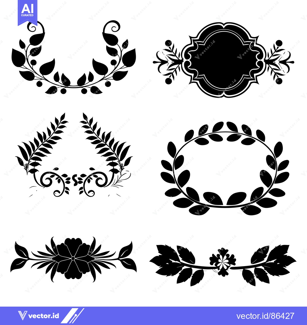 Premium Vector dari Black and White Floral Design Elements
