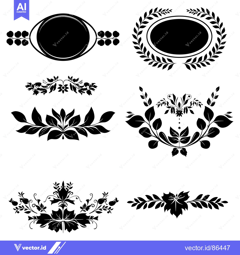 Premium Vector dari Set of Black and White Floral Design Elements
