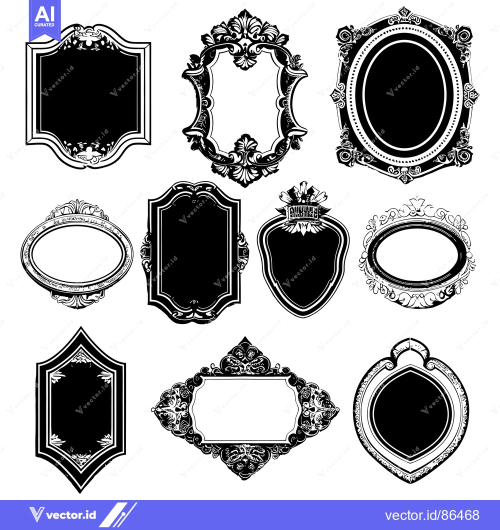 Premium Vector dari Collection of Ornate Black and White Frames