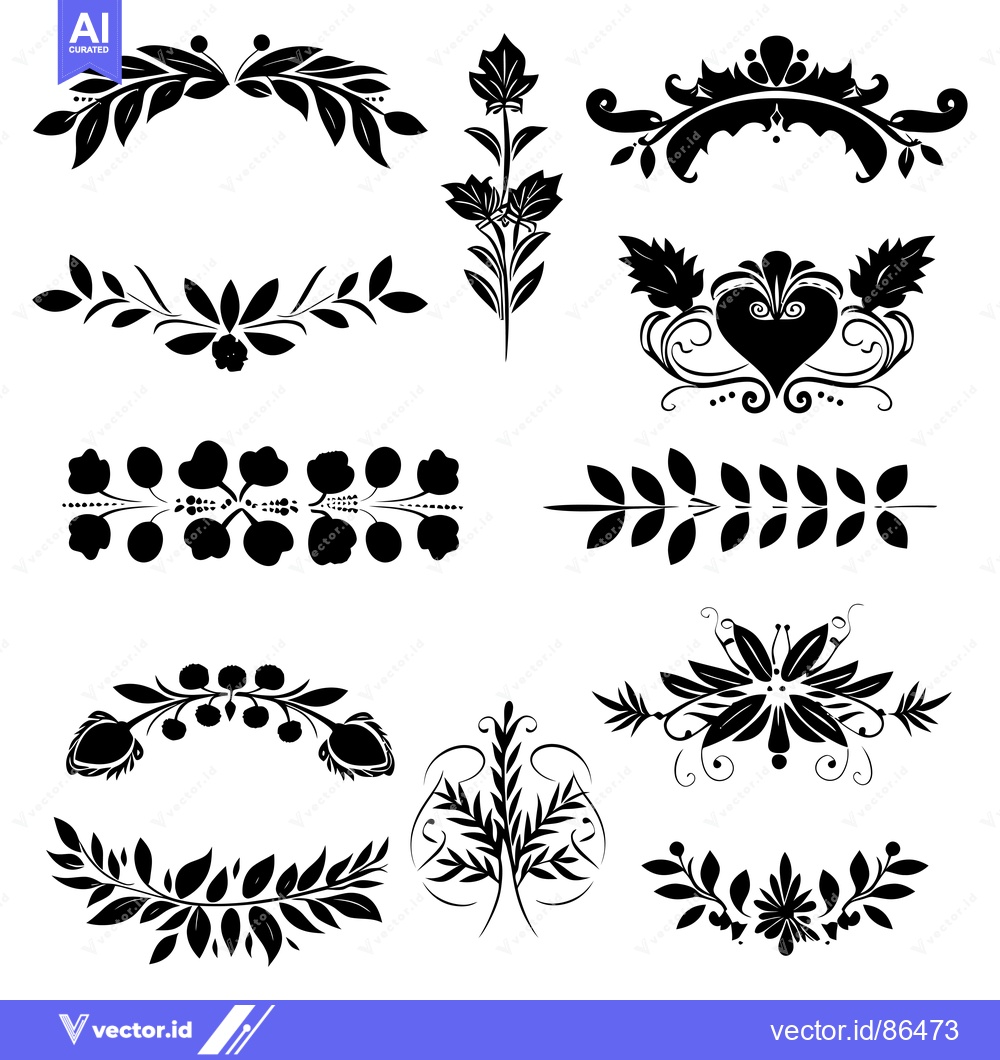 Premium Vector dari Black and White Floral Design Elements