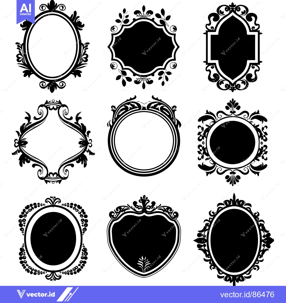 Premium Vector of Nine Ornate Black and White Frames