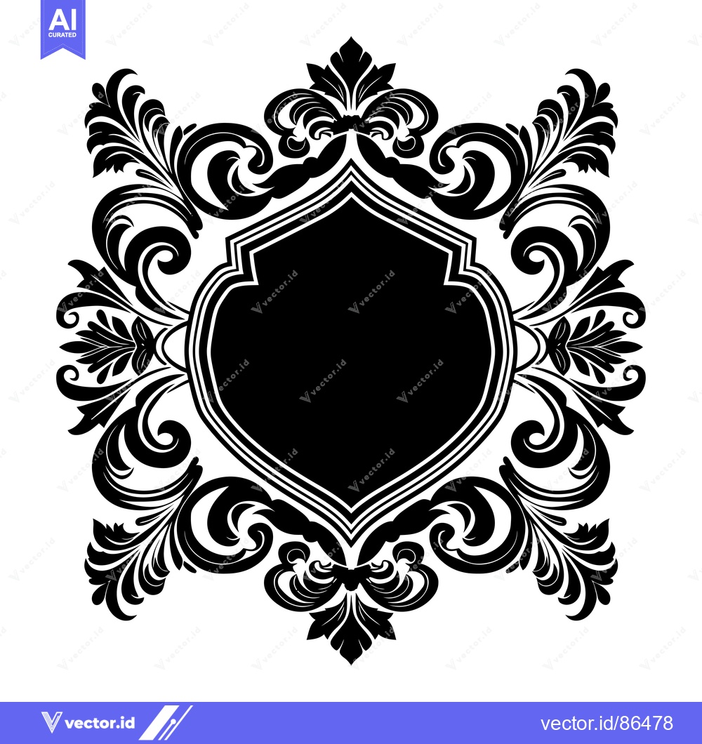 Premium Vector dari Black and White Ornamental Frame with Shield
