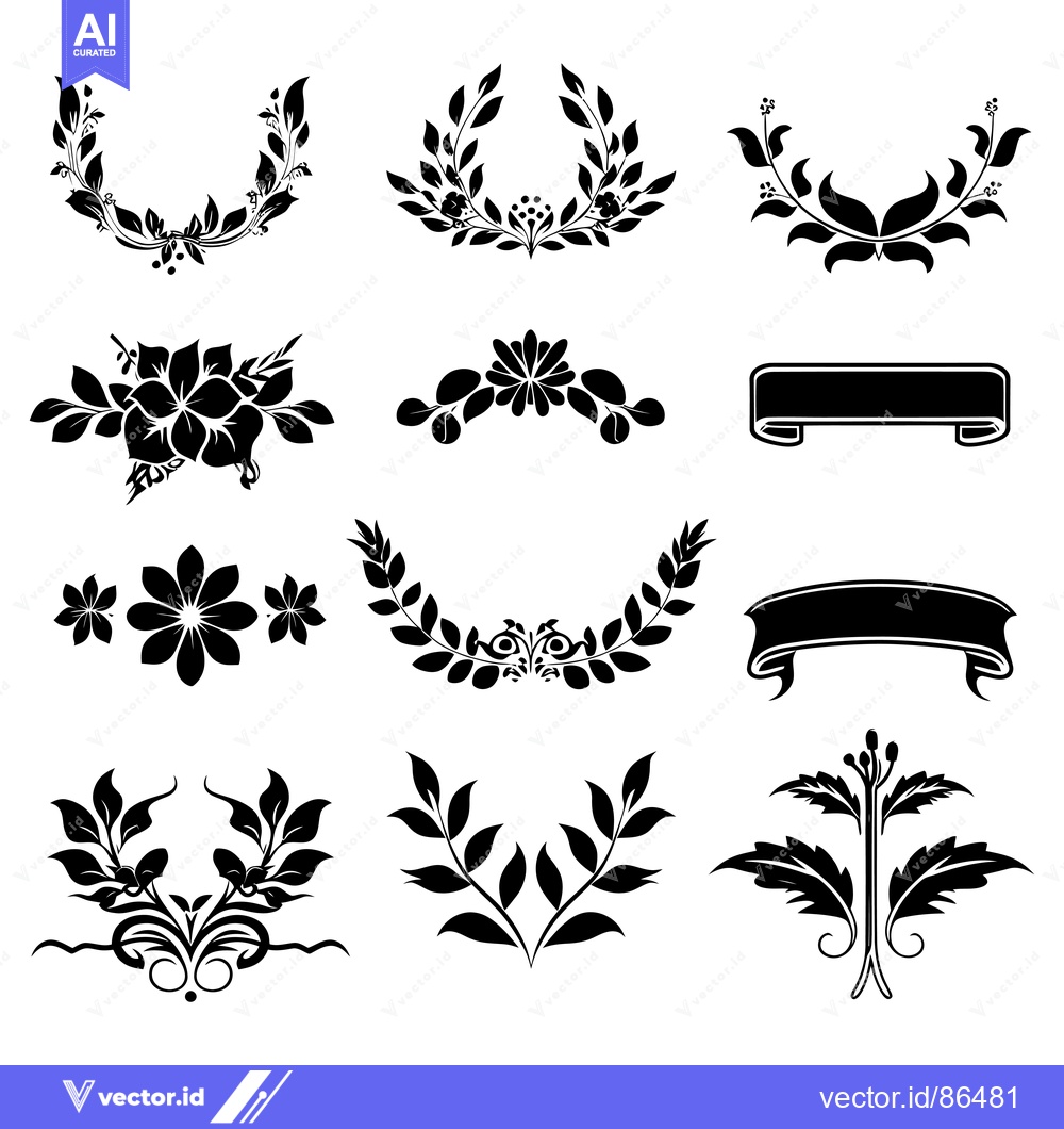 Premium Vector of Collection of Floral and Leaf Designs for Decoration