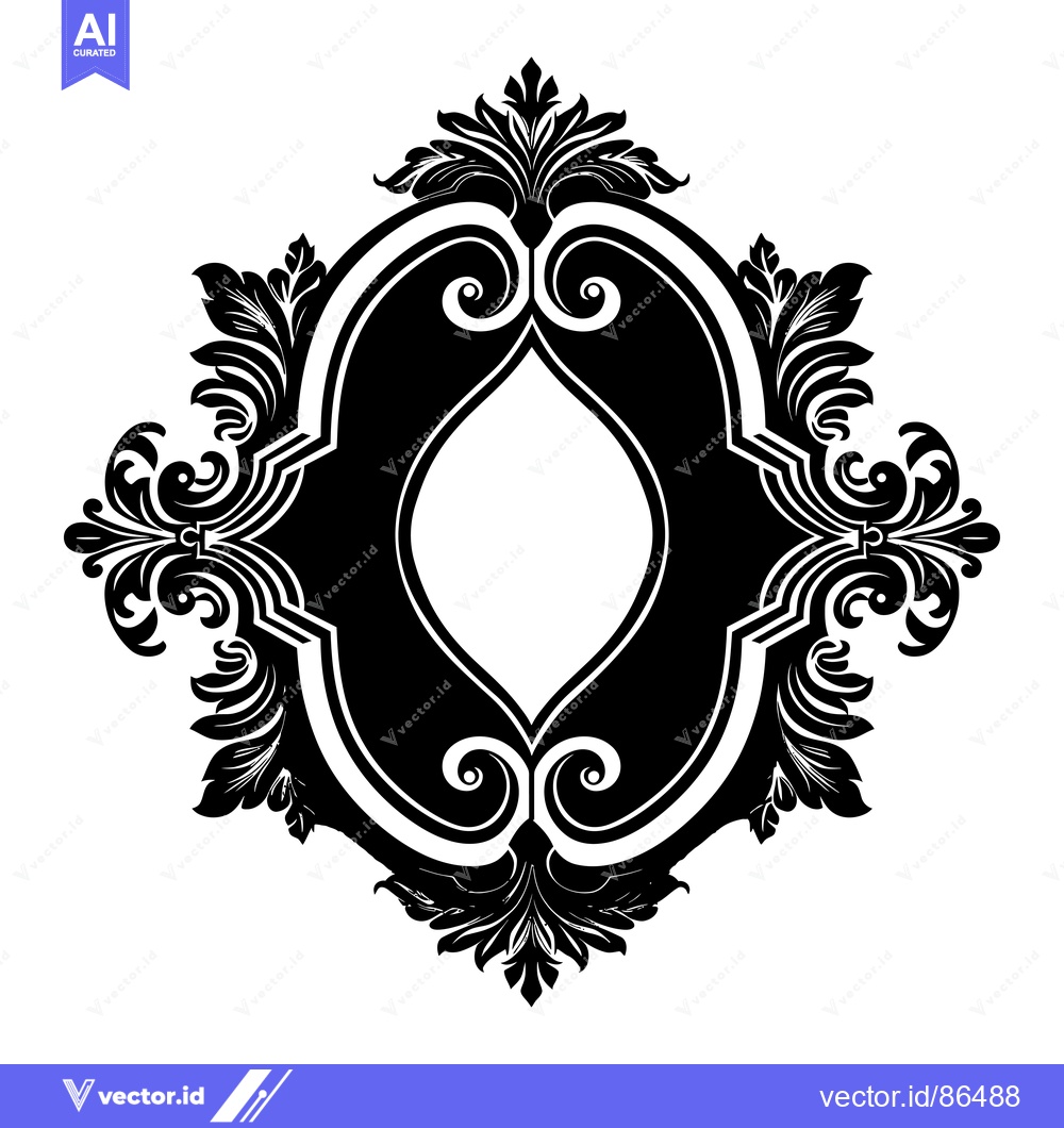 Premium Vector of Ornate Black and White Floral Frame with a Center Void