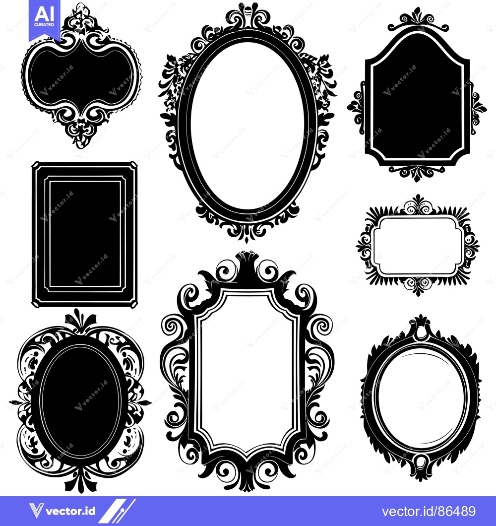Premium Vector dari Collection of Ornate Black and White Frames