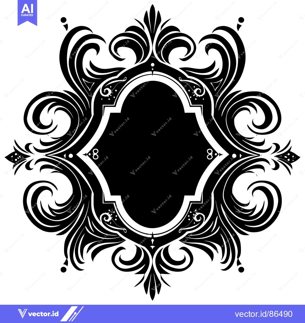 Premium Vector of Ornate Black and White Floral Frame with Empty Center