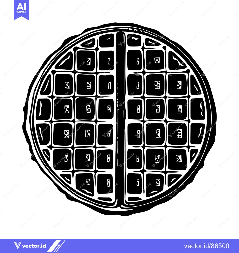 Premium Vector dari A Black and White Illustration of a Round Waffle