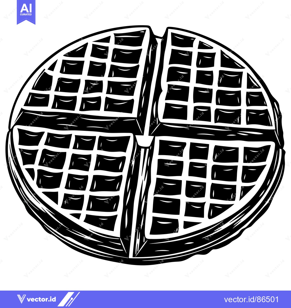 Premium Vector dari Black and White Illustration of a Waffle