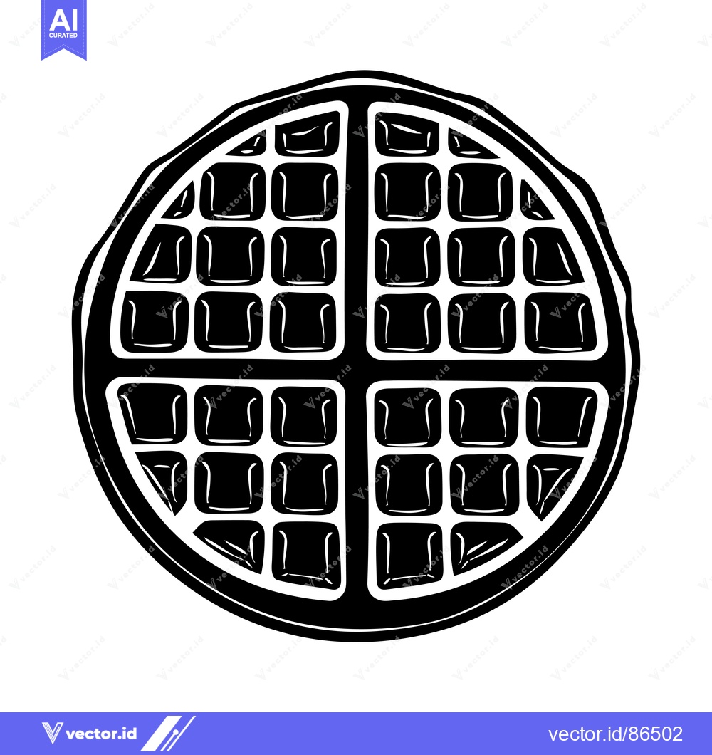 Premium Vector dari Black and White Illustration of a Round Waffle