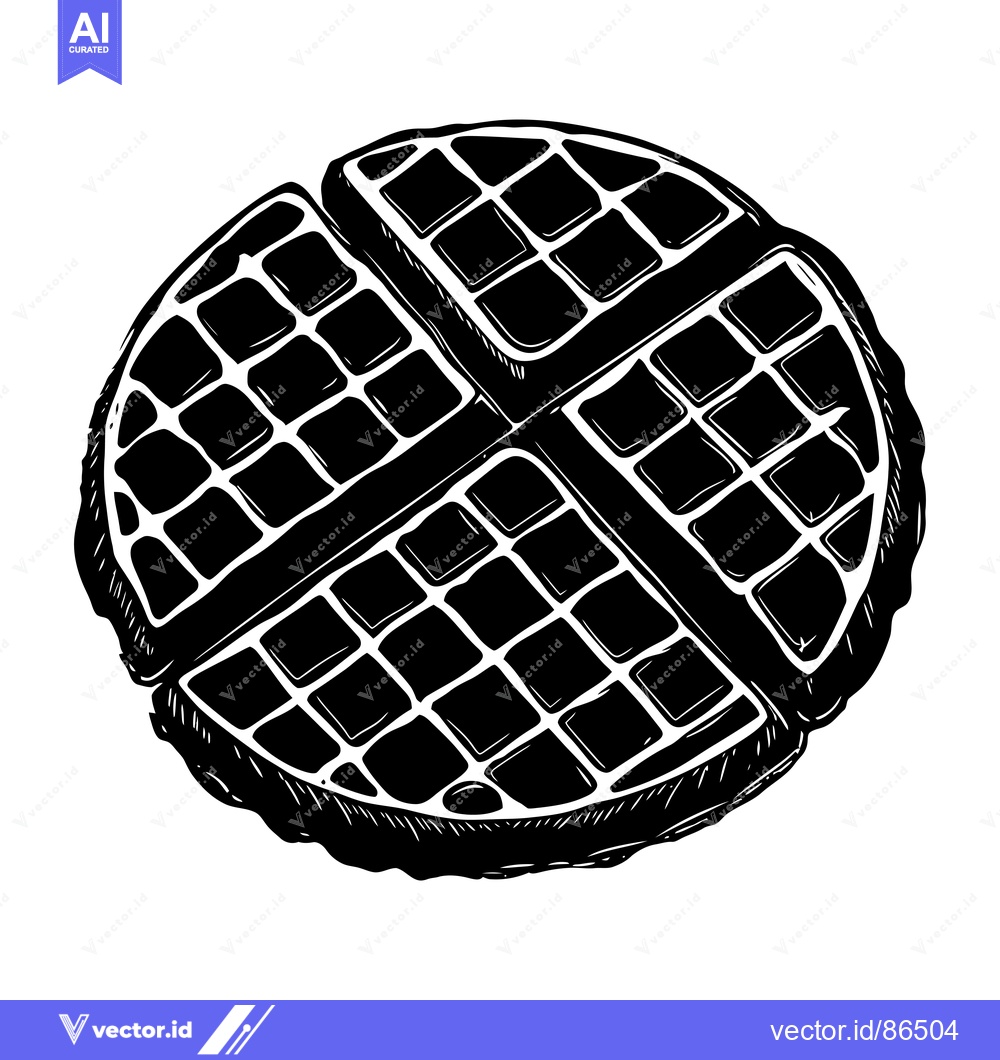 Premium Vector dari Black and White Hand Drawn Illustration of a Waffle