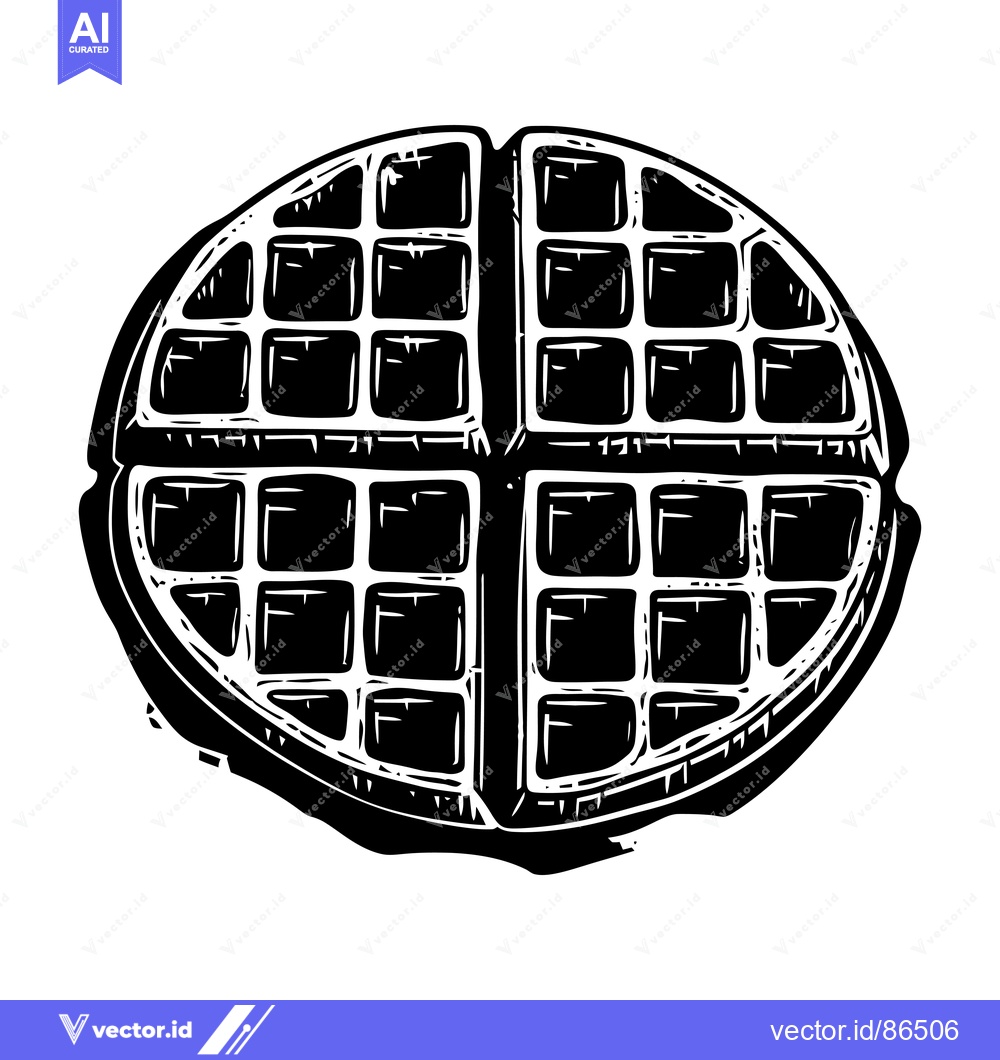 Premium Vector dari Black and White Illustration of a Waffle