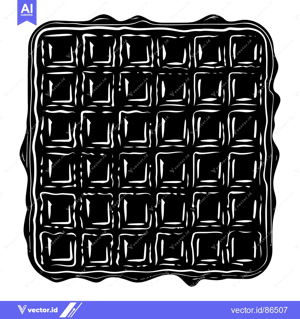 Premium Vector of Black and White Illustration of a Waffle