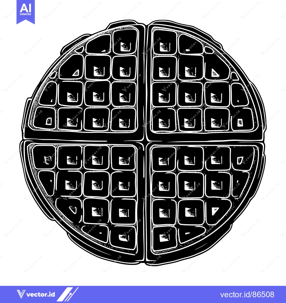 Premium Vector dari Black and White Illustration of a Circular Waffle