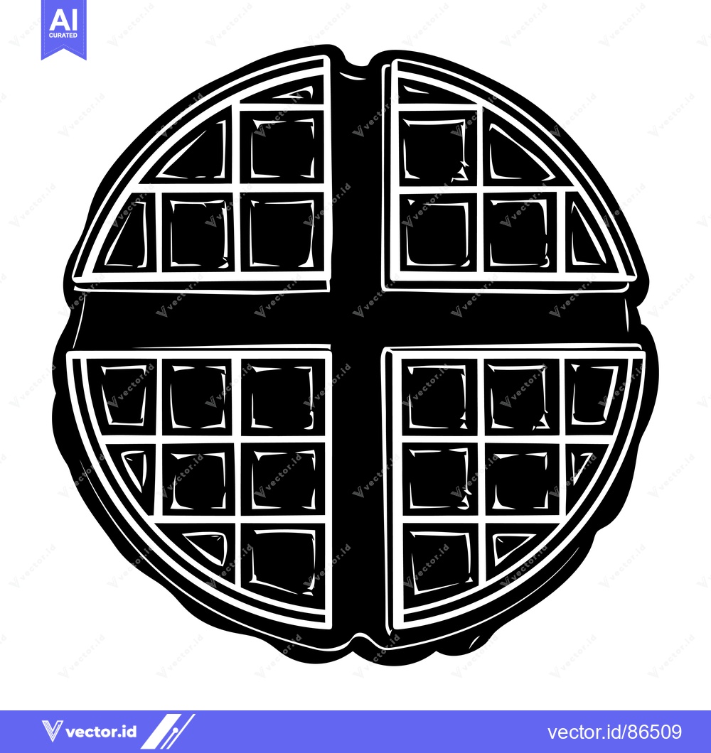 Premium Vector of A Black and White Illustration of a Waffle
