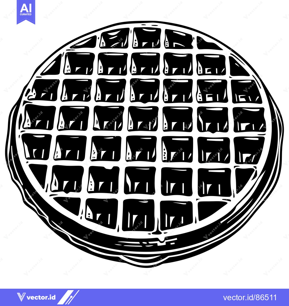 Premium Vector dari A Black and White Illustration of a Waffle