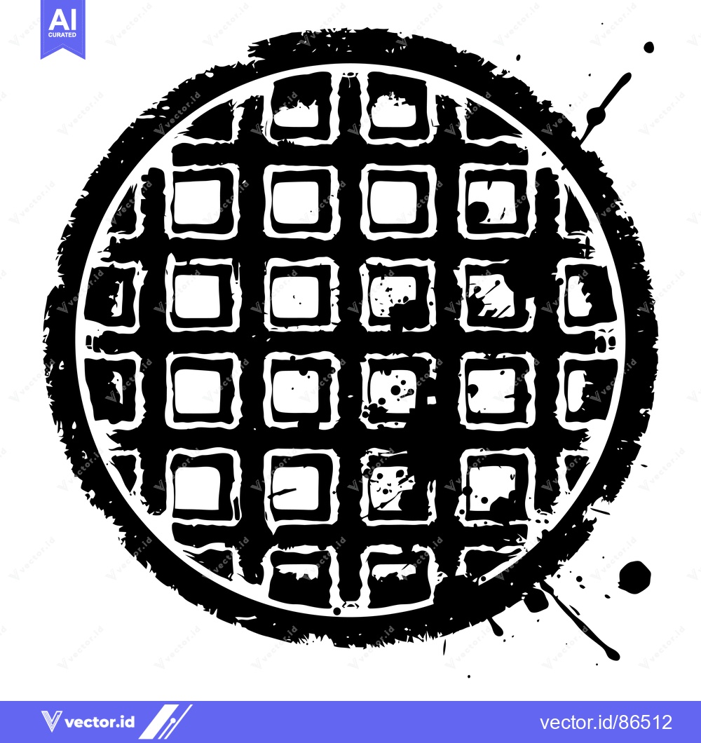 Premium Vector of Black and White Grunge Style Waffle Pattern with Splashes