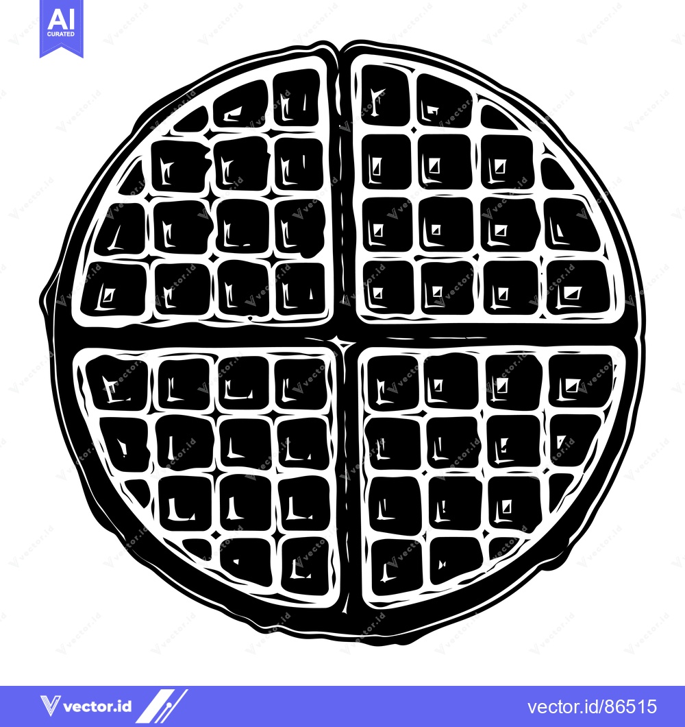 Premium Vector dari Black and White Illustration of a Round Waffle