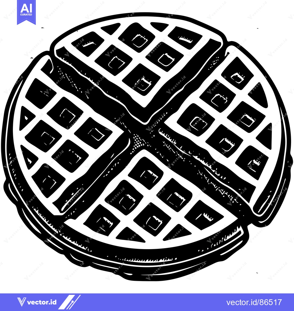 Premium Vector of Black and White Illustration of a Waffle